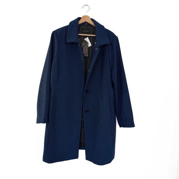 Banana Republic Coat Womens XL Tailored Overcoat Blue Three Button Lined New - Picture 11 of 12